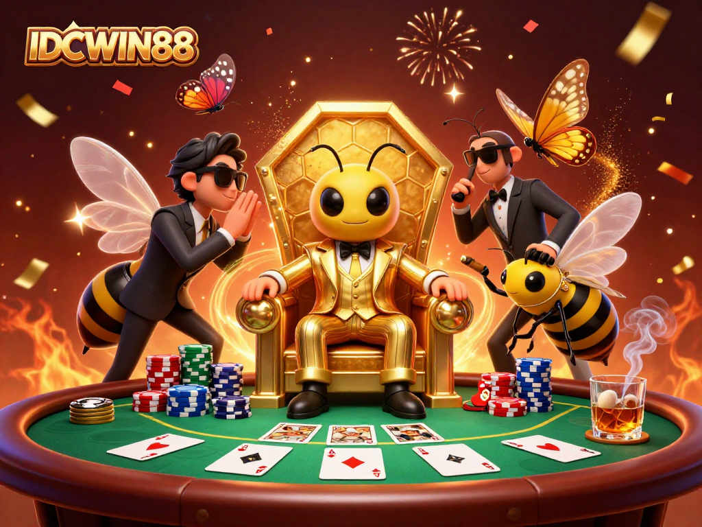 Engage in thrilling poker action with IDCWIN88 in an extravagant casino scene.