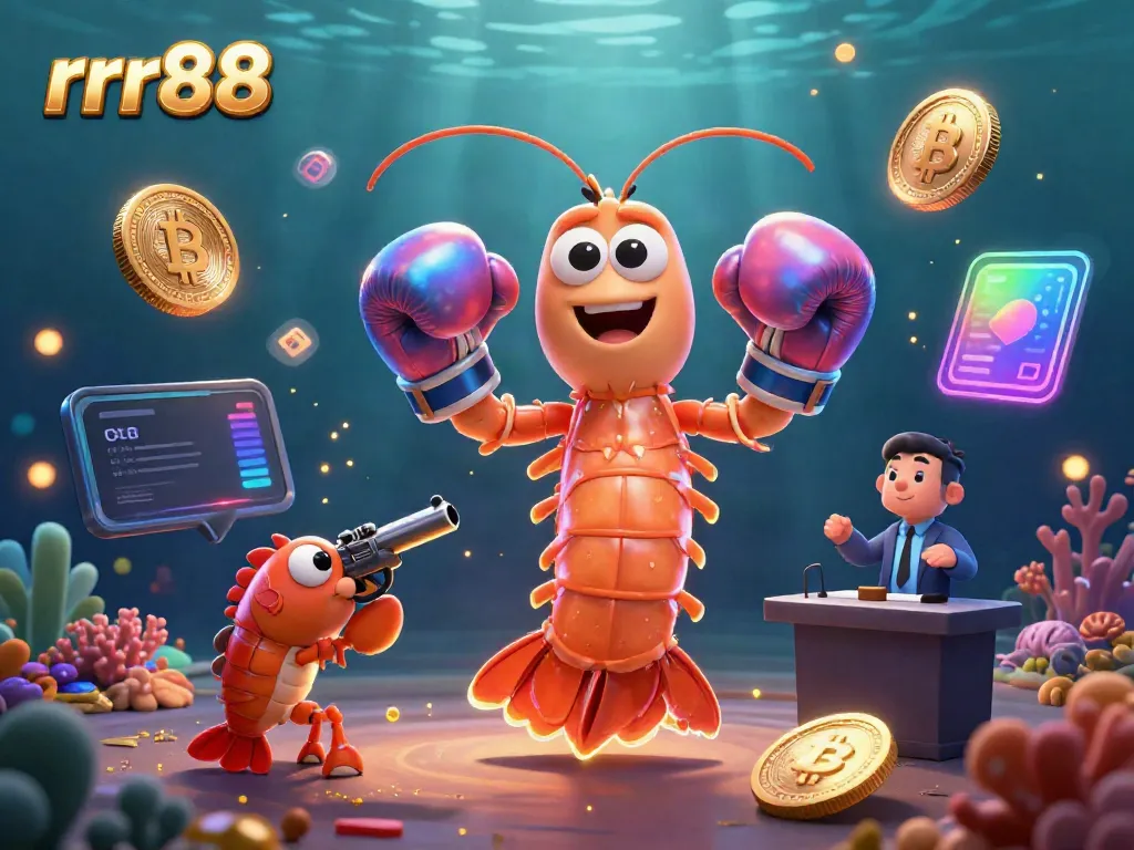 Engage in thrilling gambling action with rrr88, featuring vibrant underwater characters and a rich casino atmosphere.