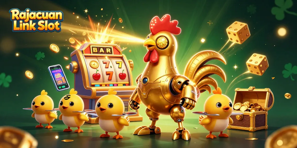 Menangkan jackpot di Rajacuan Link Slot, dengan mesin slot berhiaskan koin emas dan simbol keberuntungan.
