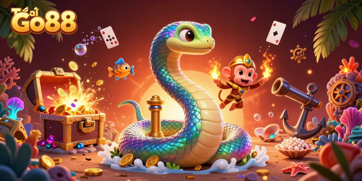 Experience Tải Go88 with vibrant casino creatures and dynamic gaming elements in a magical 3D illustration.