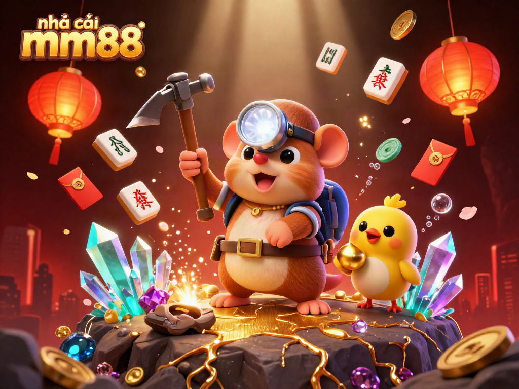 Gamblers visualize their chances with nhà cái mm88 as cartoon mole discovers treasures amidst dazzling casino elements.