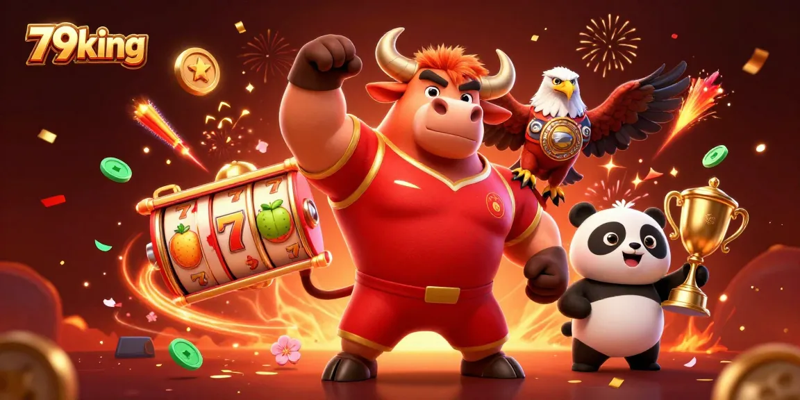 Experience winning moments with 79king in this festive casino scene filled with vibrant elements.