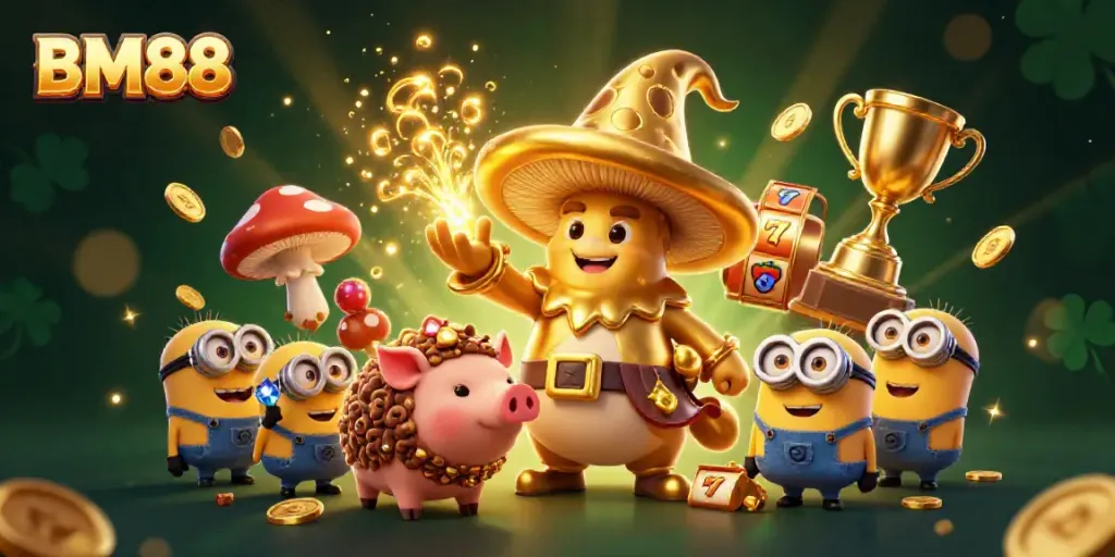 Catch the magic of slots with the golden wizard and his treasure-hunting pig, as they celebrate BM88!