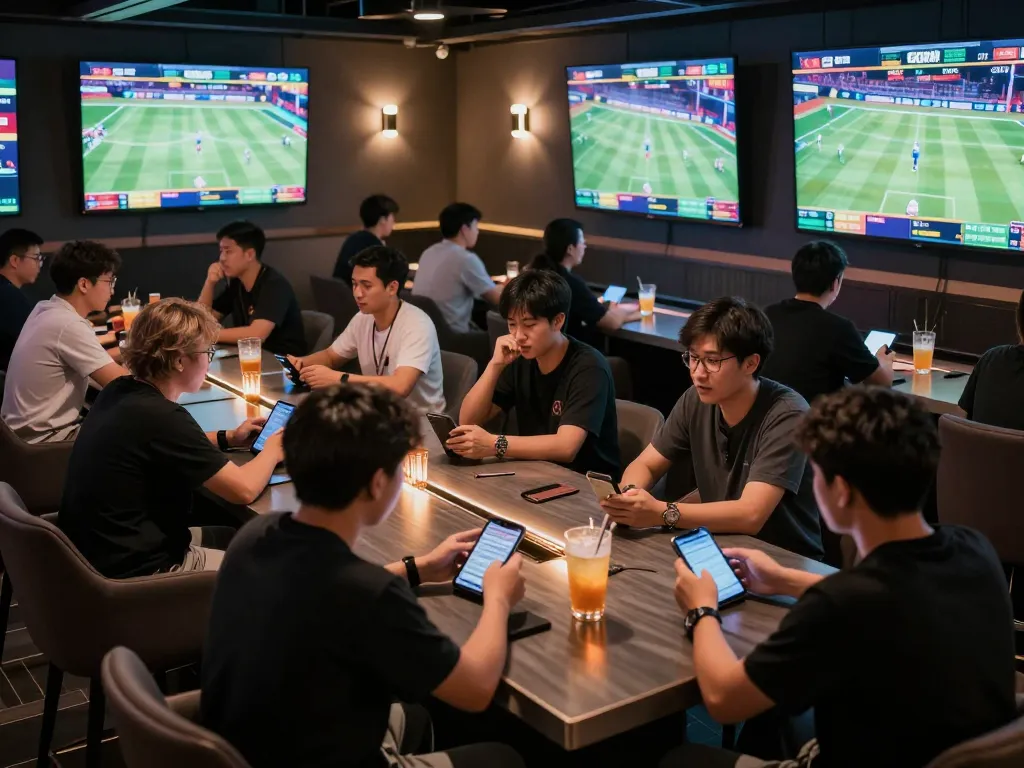 Fans engaging passionately in sports betting at GG88, analyzing statistics and enjoying the vibrant atmosphere.