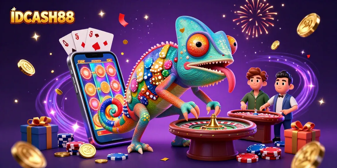Experience thrilling gameplay at IDCASH88 with dynamic, colorful casino elements bursting with excitement.