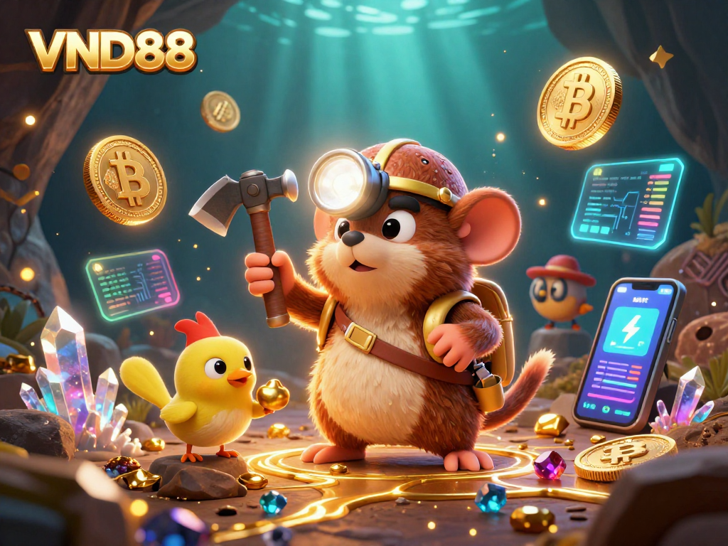 Experience thrilling VND88 adventures with a treasure hunting mole in a vibrant digital casino