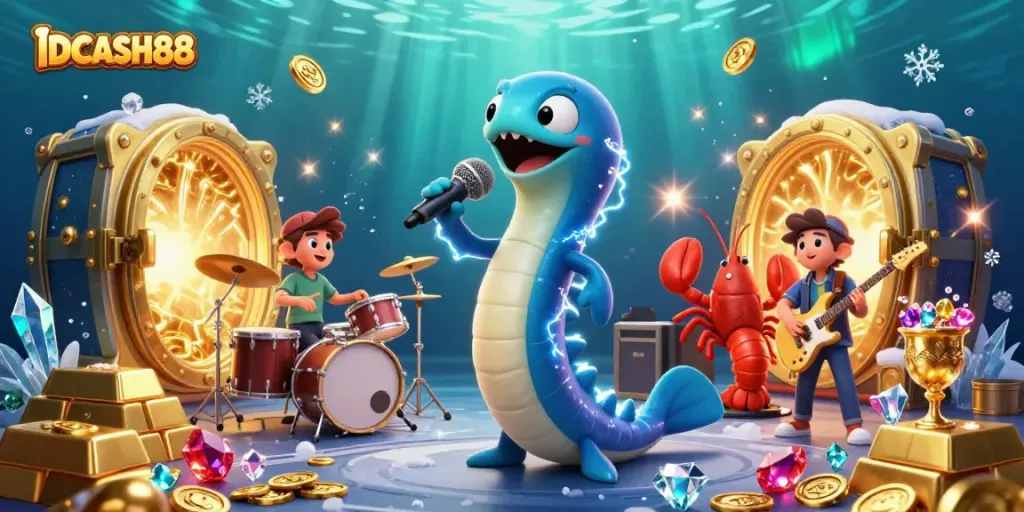 Experience thrilling gameplay at IDCASH88 with vibrant animated characters in an underwater casino.