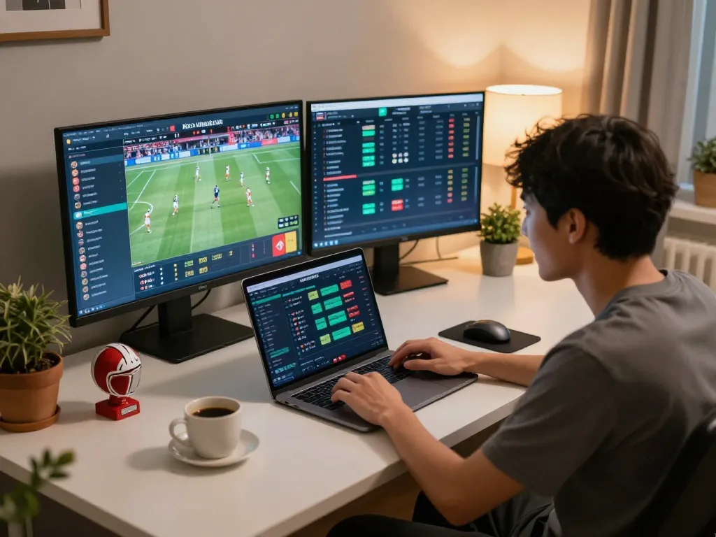 Kèo nhà cái displayed on a laptop as a user actively places bets in an online sports betting setup