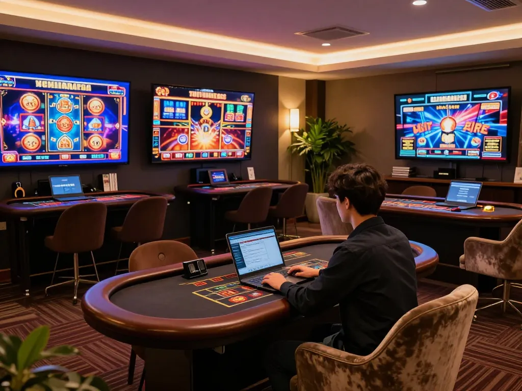 Experience gaming at calzadagallery with a stylish online casino setup featuring live dealer action.