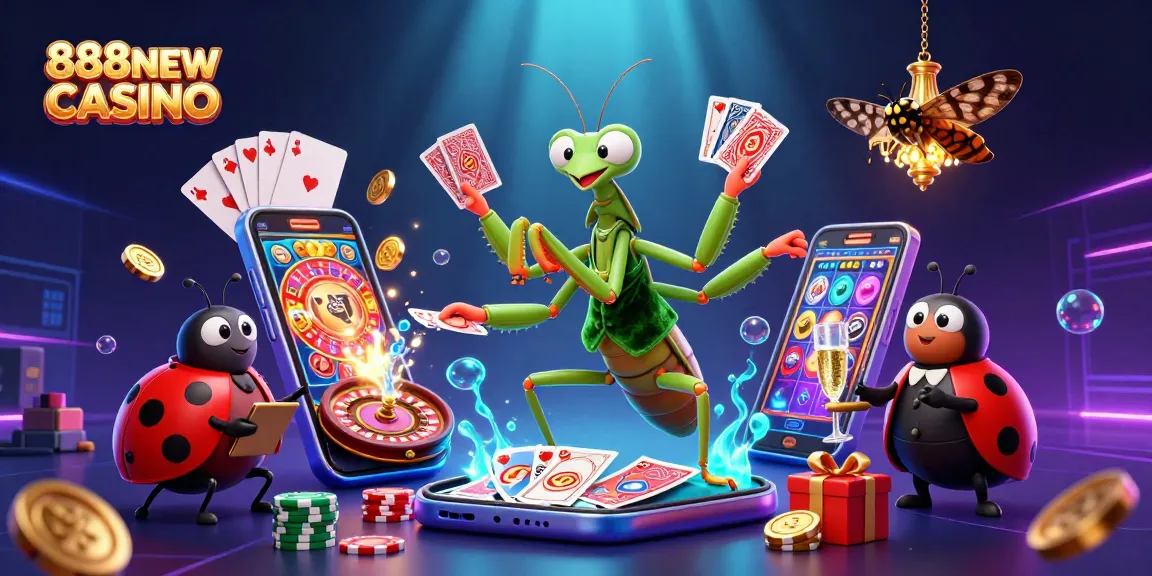 Experience thrilling gameplay at 888NEW CASINO with engaging characters enjoying slots and casino games.