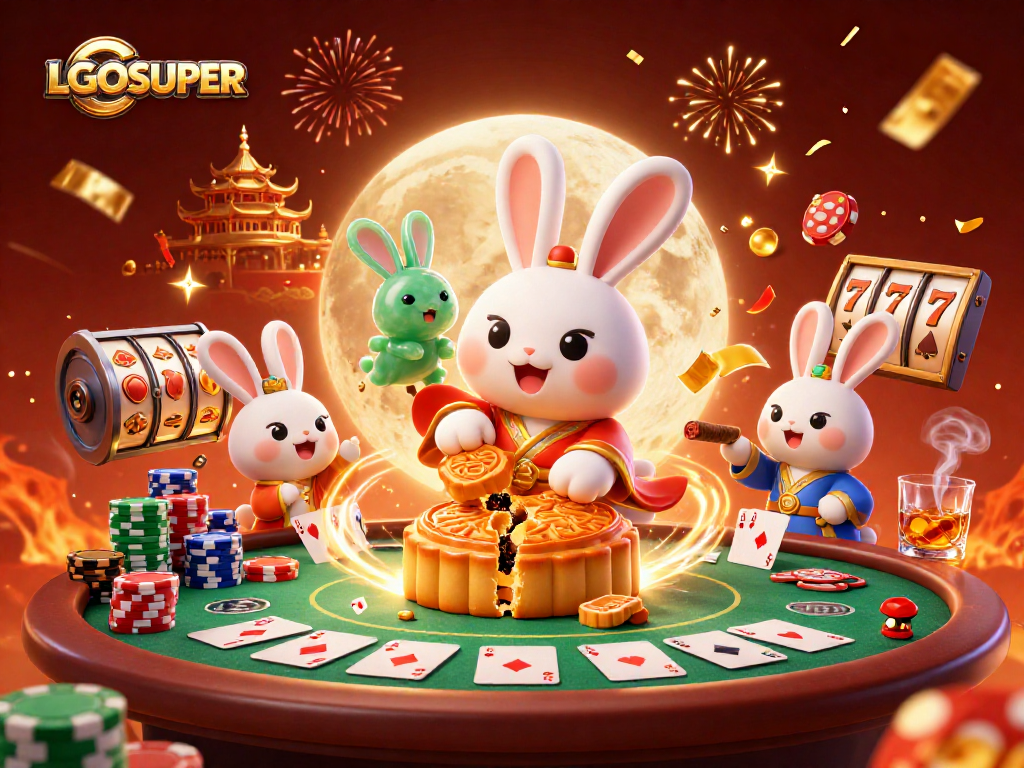 Engage with LGOSUPER's exciting slot experience showcasing vibrant 3D characters and dynamic casino elements.