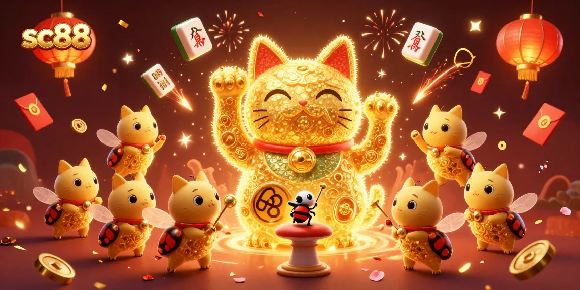 Experience the enchanting world of sc88 through an ultra-detailed 3D casino illustration featuring a lucky cat.