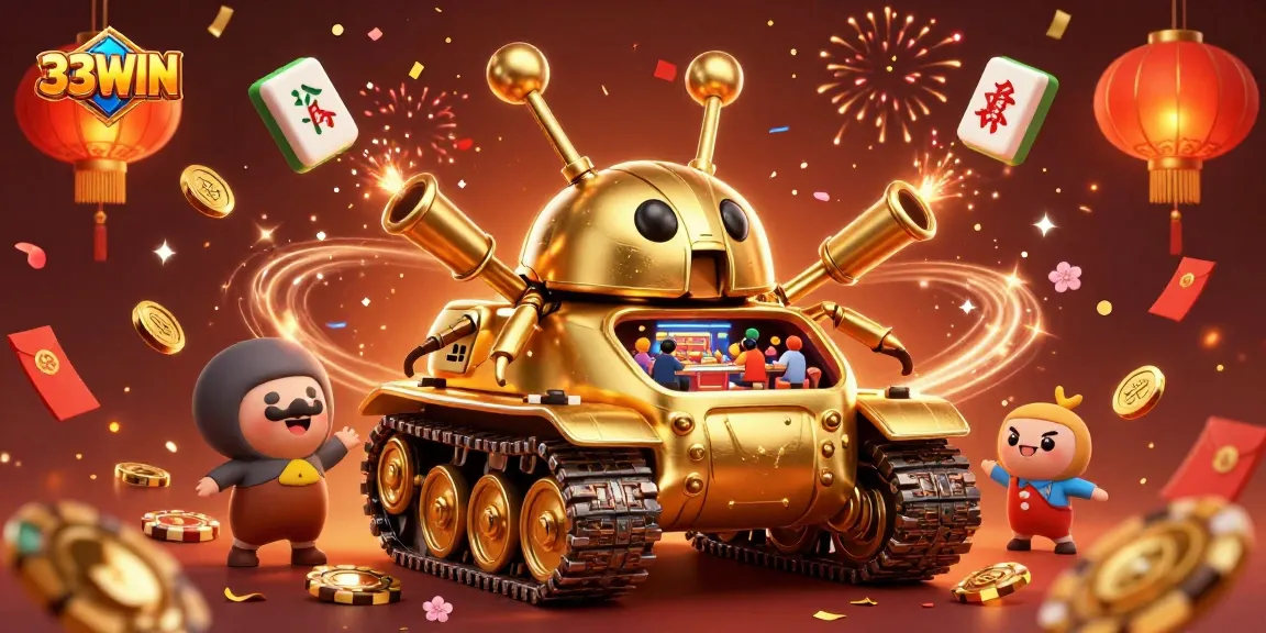 Win at 33WIN with a vibrant 3D casino-themed illustration showcasing unique gaming elements.