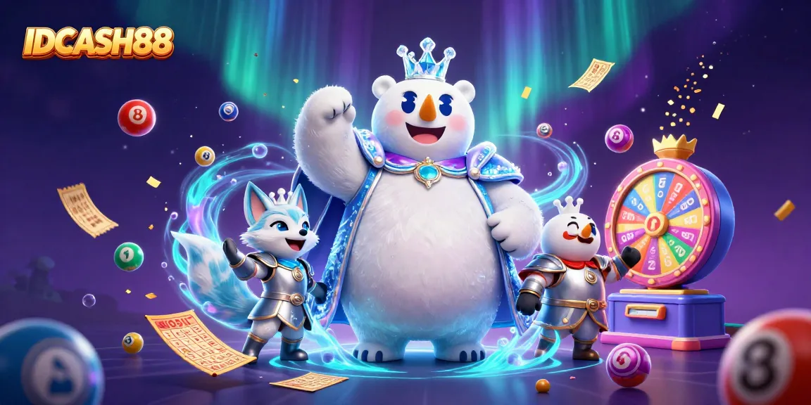 Engage in thrilling online gaming with IDCASH88, showcasing a vibrant casino scene filled with lottery elements.