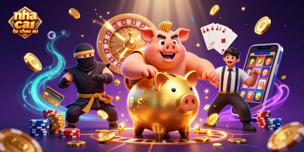 Bùng nổ vàng từ nhà cái đến từ Châu Âu trong trận chiến giữa piggy bank và ninja.