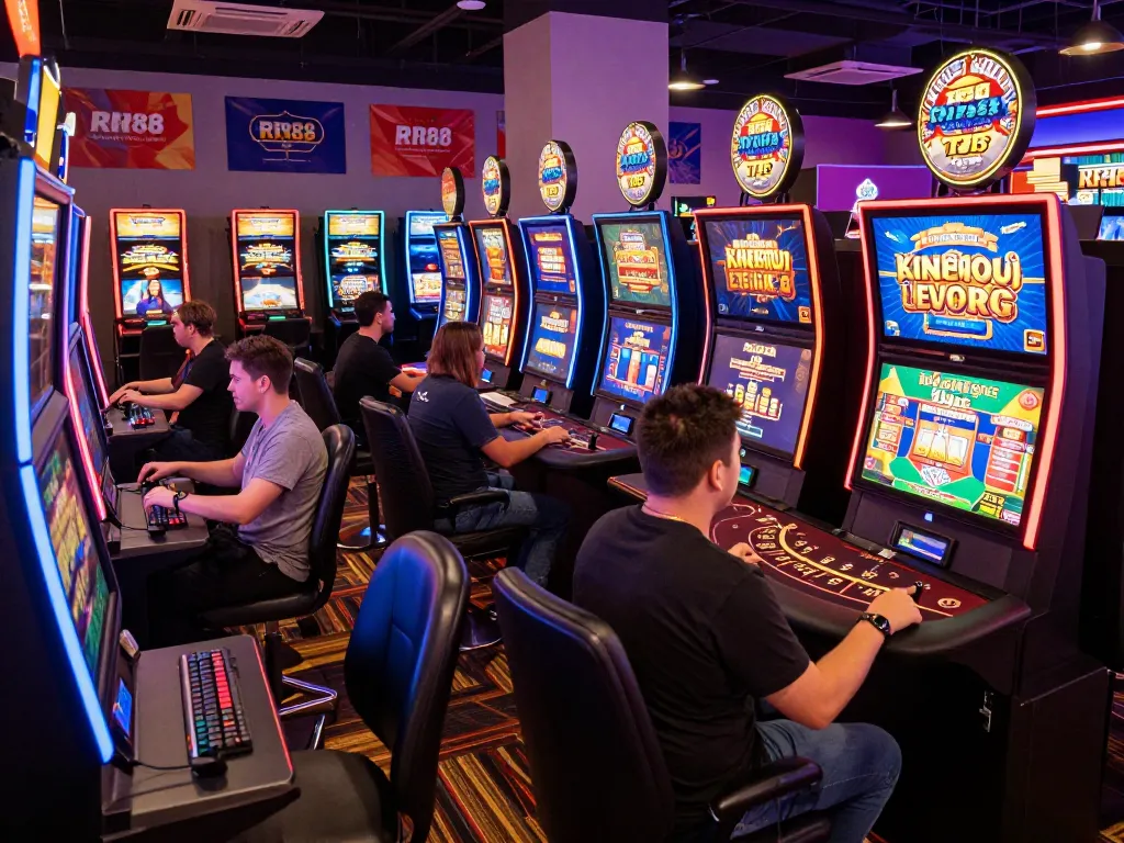 Players enjoying thrilling games at RR88 digital casino, showcasing vibrant gaming atmosphere.