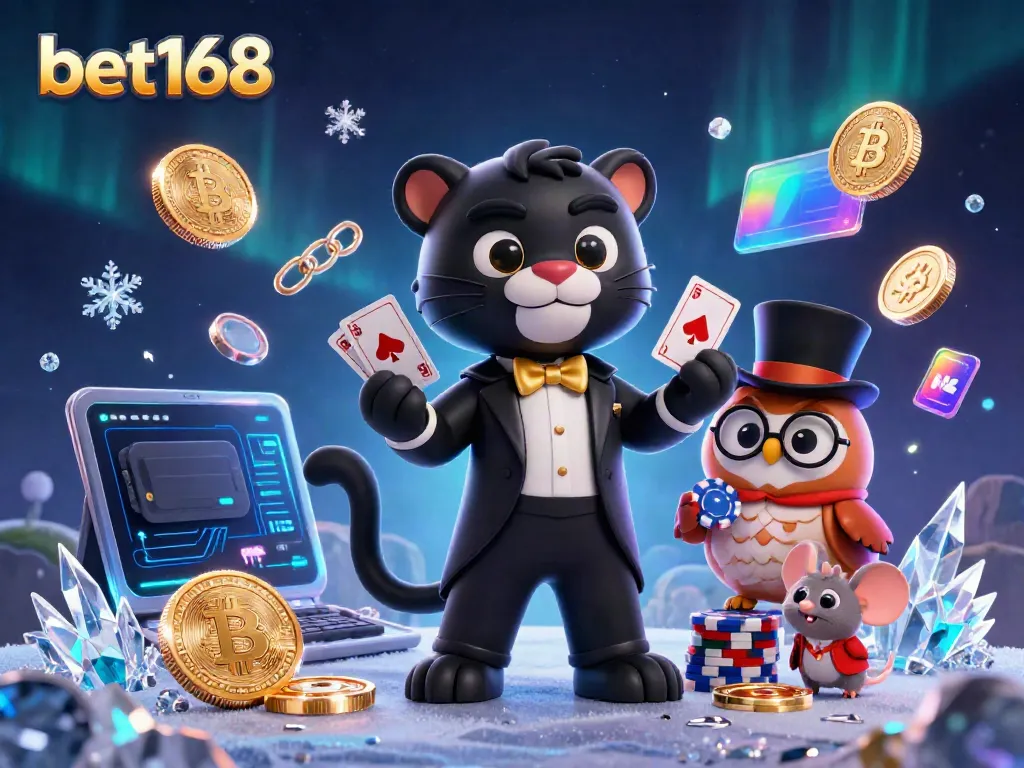 Experience the excitement at bet168 with a black panther dealer and whimsical casino elements.
