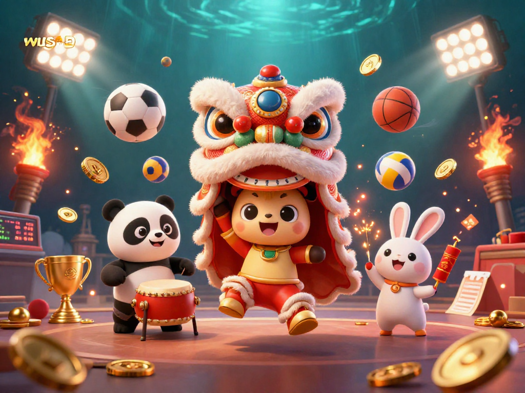 WISH4D showcases an exhilarating lion dance scene with dynamic sports elements for a vibrant casino experience.