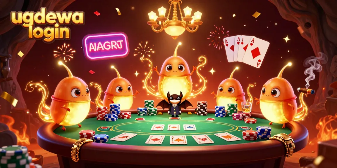 Experience the thrill of the ugdewa login in a vibrant 3D casino with glowing characters and lively game elements.