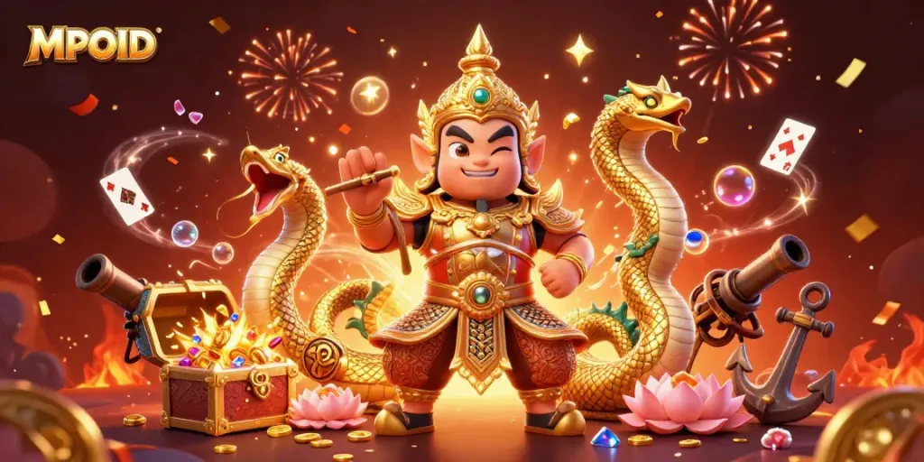 MPOID promotes thrilling underwater fun with a guardian and treasures amidst colorful casino elements