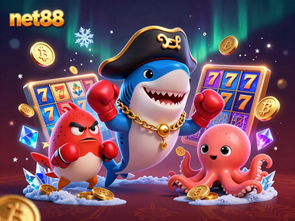 Join the excitement at net88 with our fun pirate scene featuring slot reels and gold coins.
