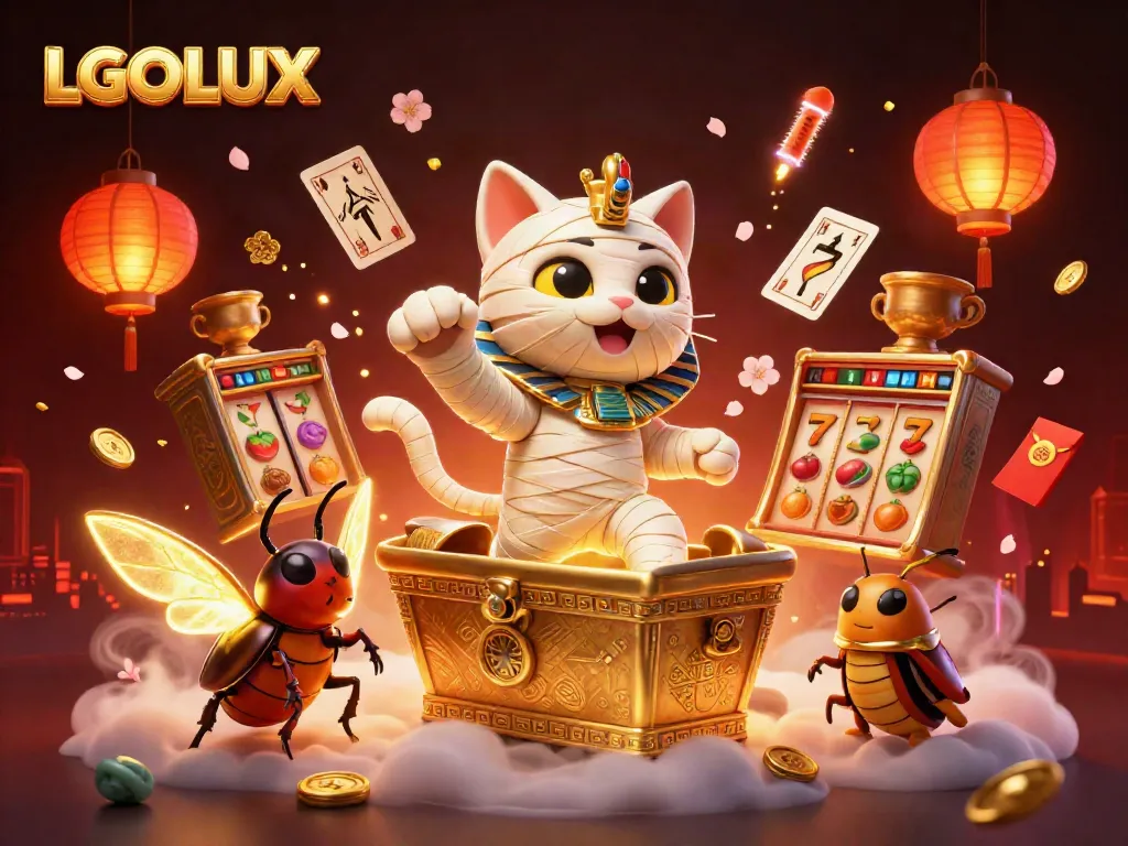 Experience the immersive gameplay at LGOLUX with vibrant casino elements and animated characters.