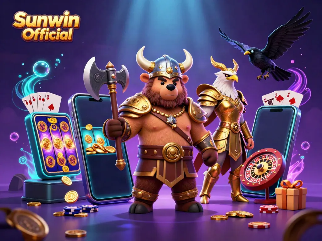 Play exciting casino games with Sunwin Official featuring engaging characters and vibrant slot elements.