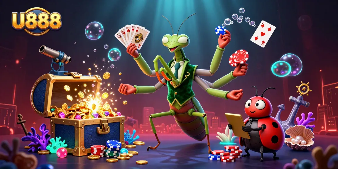 U888 showcases thrilling casino action with a vibrant mantis card sharp and ladybug pit boss