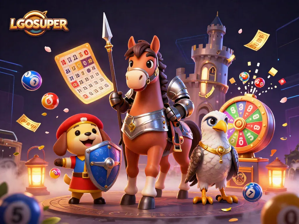 Experience the thrilling gaming world of LGOSUPER with vibrant lottery elements and a knightly adventure.