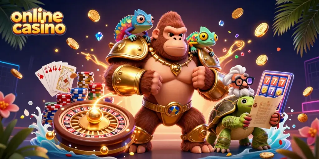 juega en un casino online lleno de diversión con un gorila rey, un camaleón espía y una tortuga sabia