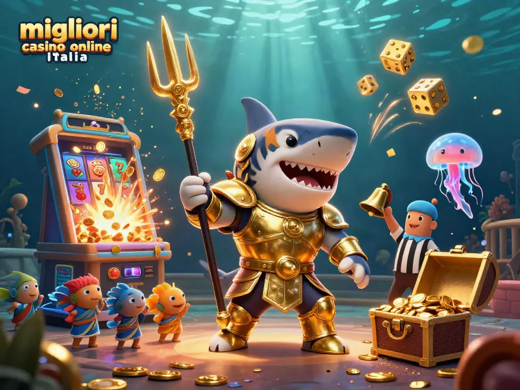 I migliori casino online Italia mostrano un vivace gioco d'azzardo con slot machine e simboli brillanti.