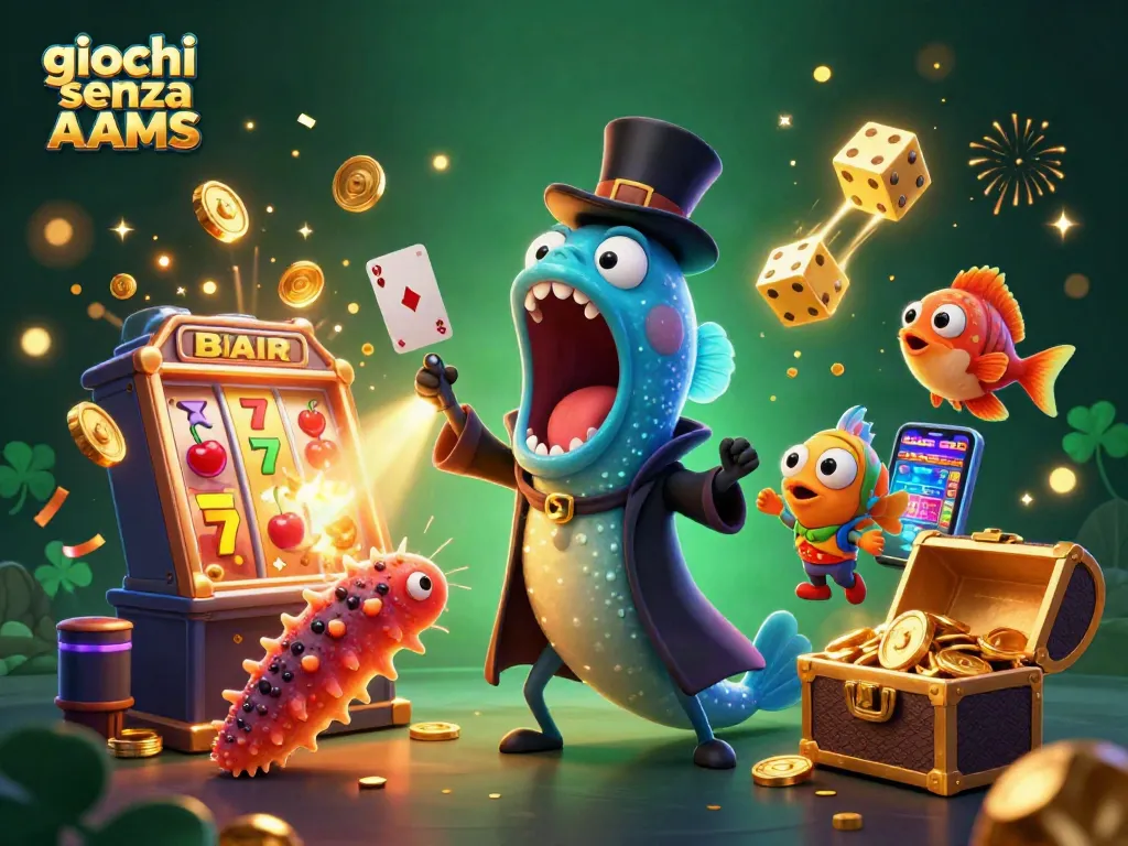 Vivi l'esperienza del divertimento nei giochi senza AAMS, con un'illustrazione 3D di un casinò vivace e avvolgente.