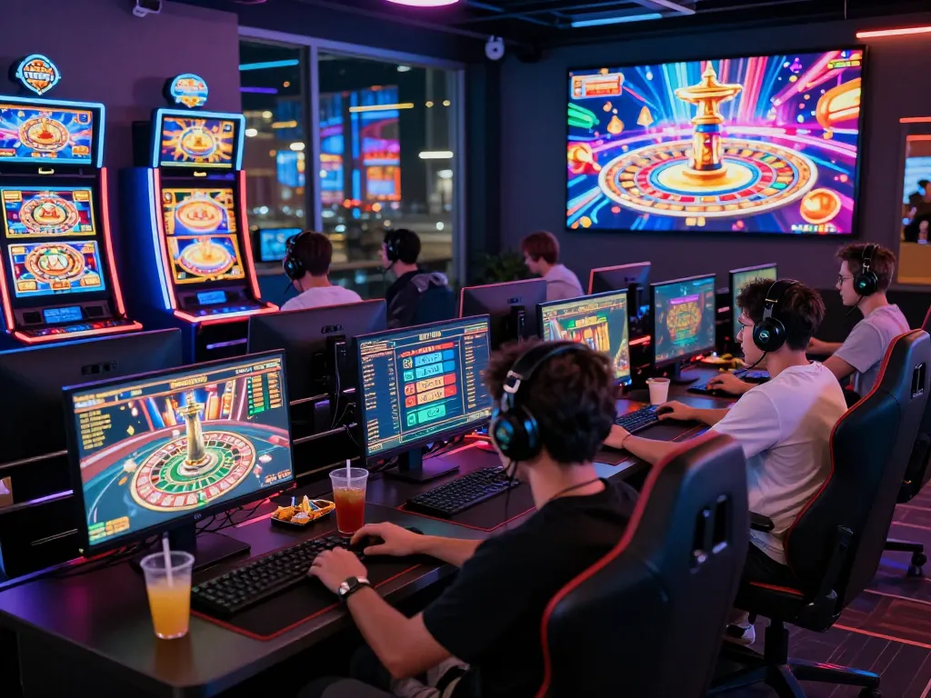 Engaging online gaming setup illustrating Autowin88's vibrant player experience with slot and roulette games.