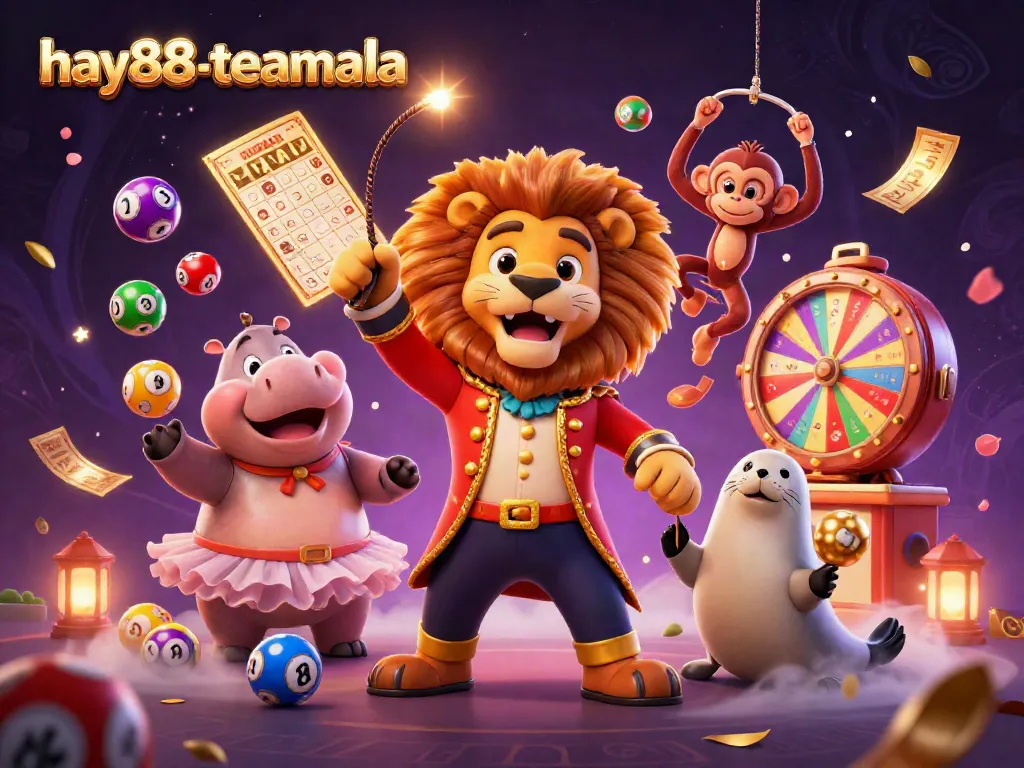 Experience the vibrant energy of hay88-teamala with dynamic characters in a casino-themed illustration.