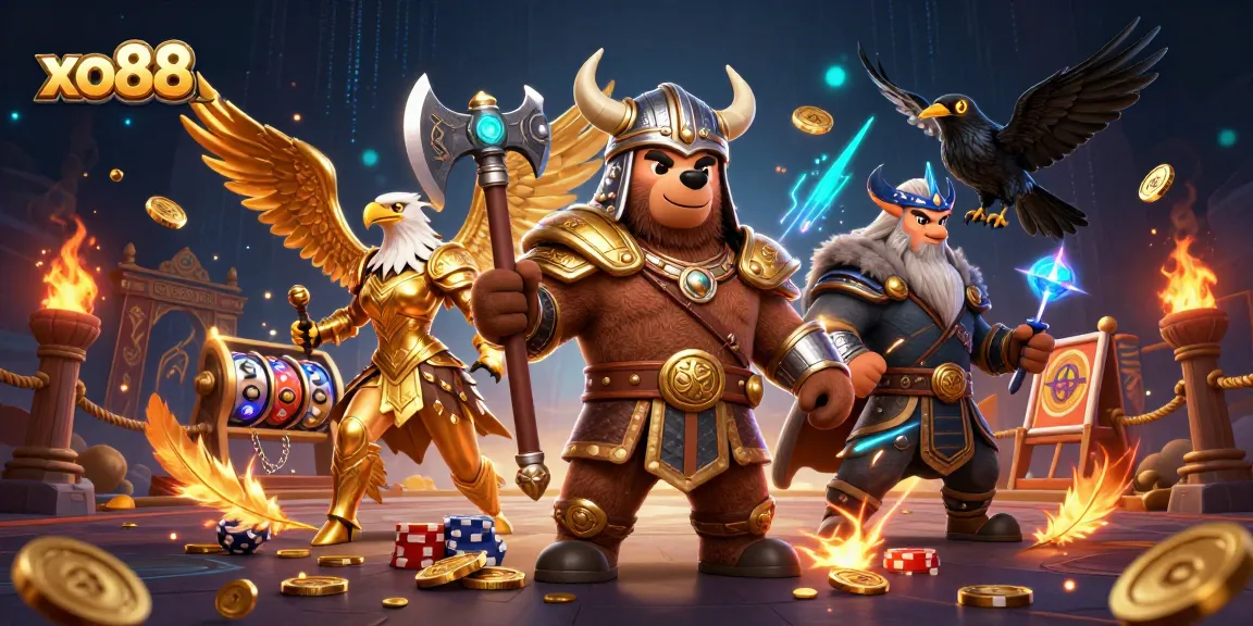 Engage with the vibrant xo88 casino illustrated scene featuring dynamic gaming elements.
