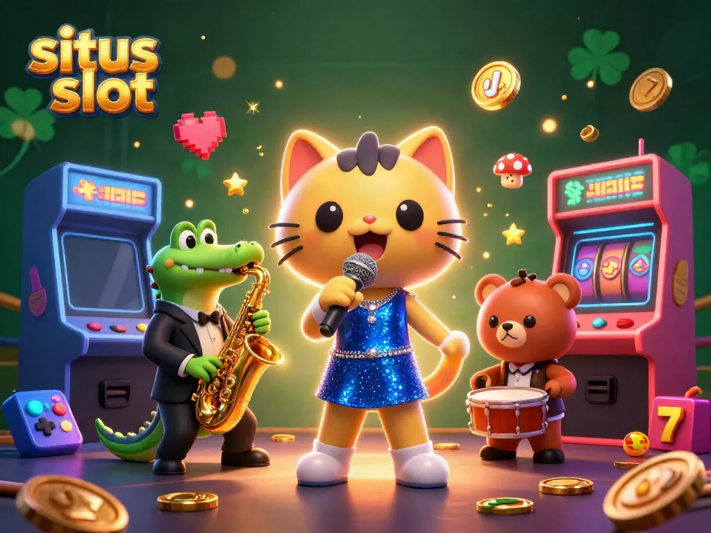 Experience situs slot action with vibrant characters and engaging casino elements in this colorful scene.