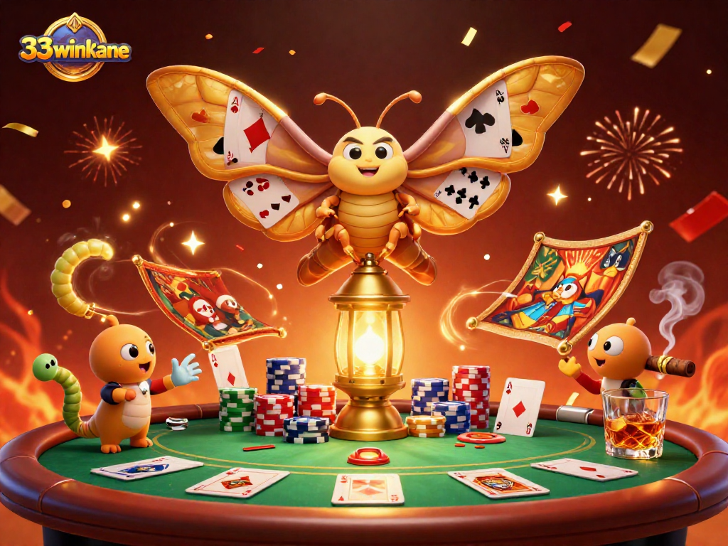 Engage in thrilling card play at 33winkane with vibrant casino elements and characters.