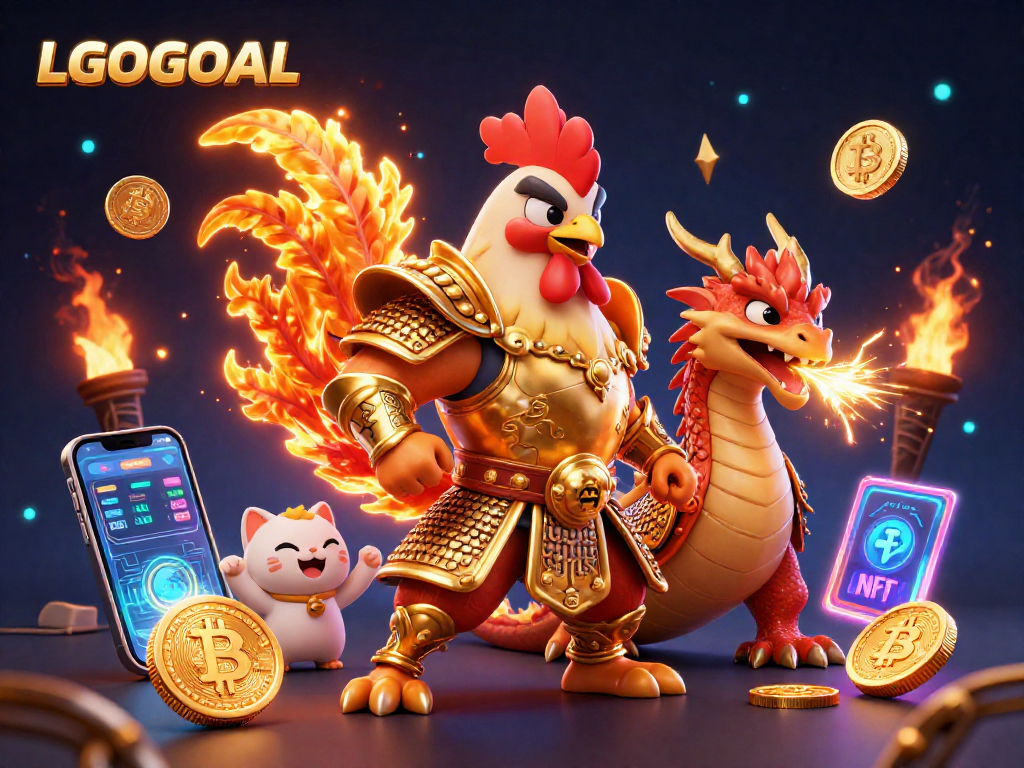 Experience LGOGOAL's thrilling gaming atmosphere with vibrant characters and immersive crypto elements.