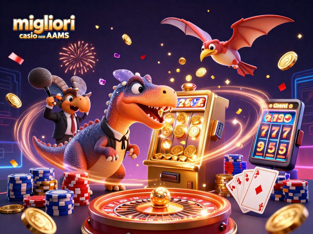 I migliori casino non AAMS offrono giochi unici e vincite emozionanti in un'illustrazione dinamica e colorata.