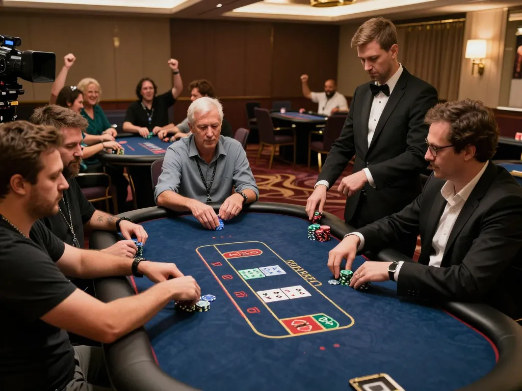 Players enjoying intense poker action at F168 casino with luxurious ambiance and competitive atmosphere