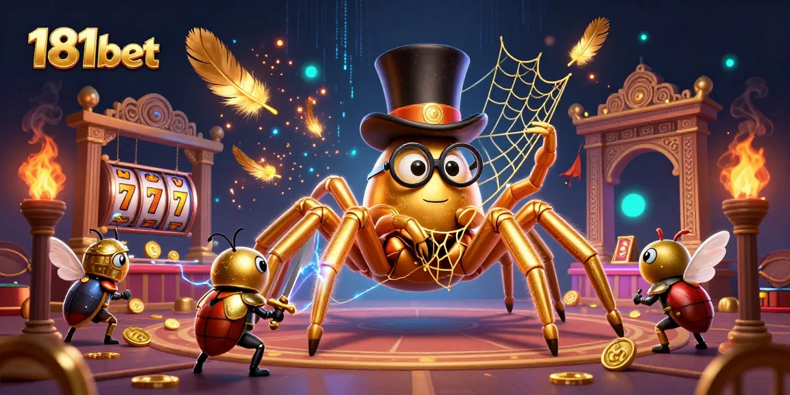 Engage with 181bet’s thrilling casino experience featuring a golden tarantula and a brave beetle knight.