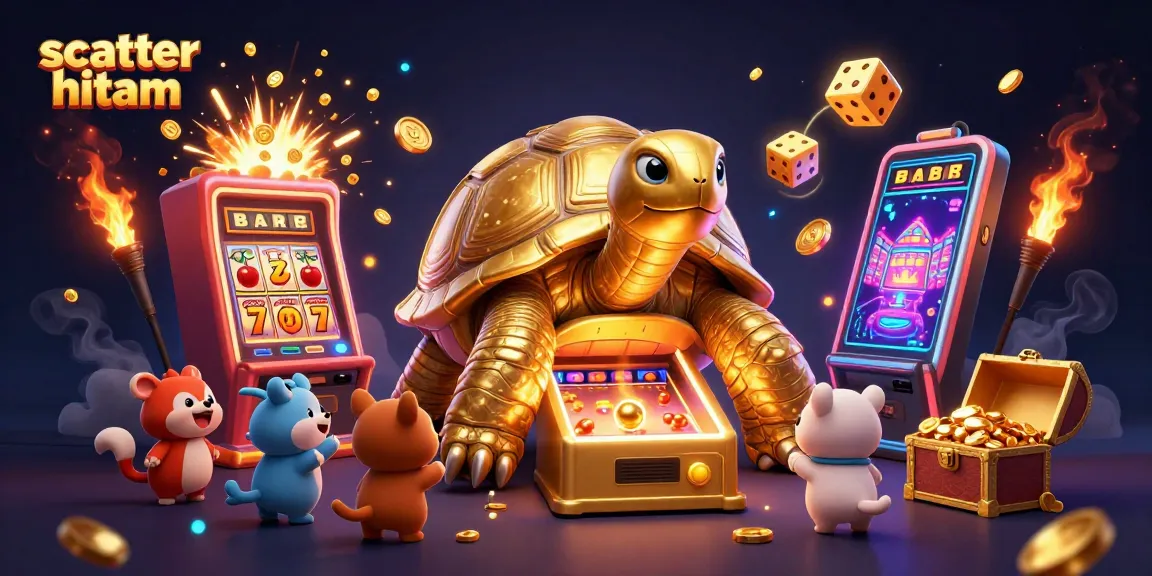 Spin and win with scatter hitam in this exciting 3D casino illustration showcasing vibrant game elements.