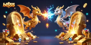 Experience the excitement of bl555 with dynamic dragons and treasure in a captivating 3D casino scene.