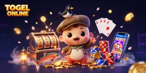 Experience TOGEL ONLINE fun with vibrant casino characters, colorful chips, and exciting slots action.