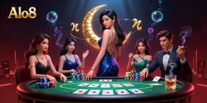 Alo8 immerses players in a vibrant poker scene, showcasing gripping gameplay at a luxurious casino.