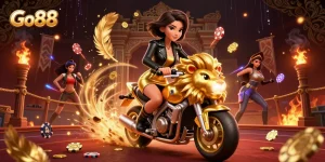 Go88 showcases thrilling slots and high-energy gameplay in a vibrant 3D casino scene.