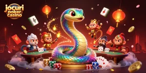 Joacă jocuri poker casino cu emoție, pe un fundal vibrant, iluminat magical.