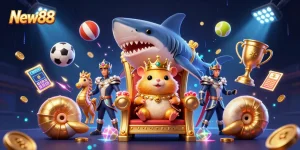 Experience thrilling sports betting excitement at New88 with golden hamster king and dynamic game elements.
