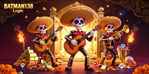 Engage with BATMAN138 Login through vibrant casino scenes featuring a mariachi band, treasure and gems bursting with excitement.