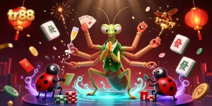 Experience exciting gaming at tr88 with a vibrant 3D casino scene featuring dynamic characters and festive elements.